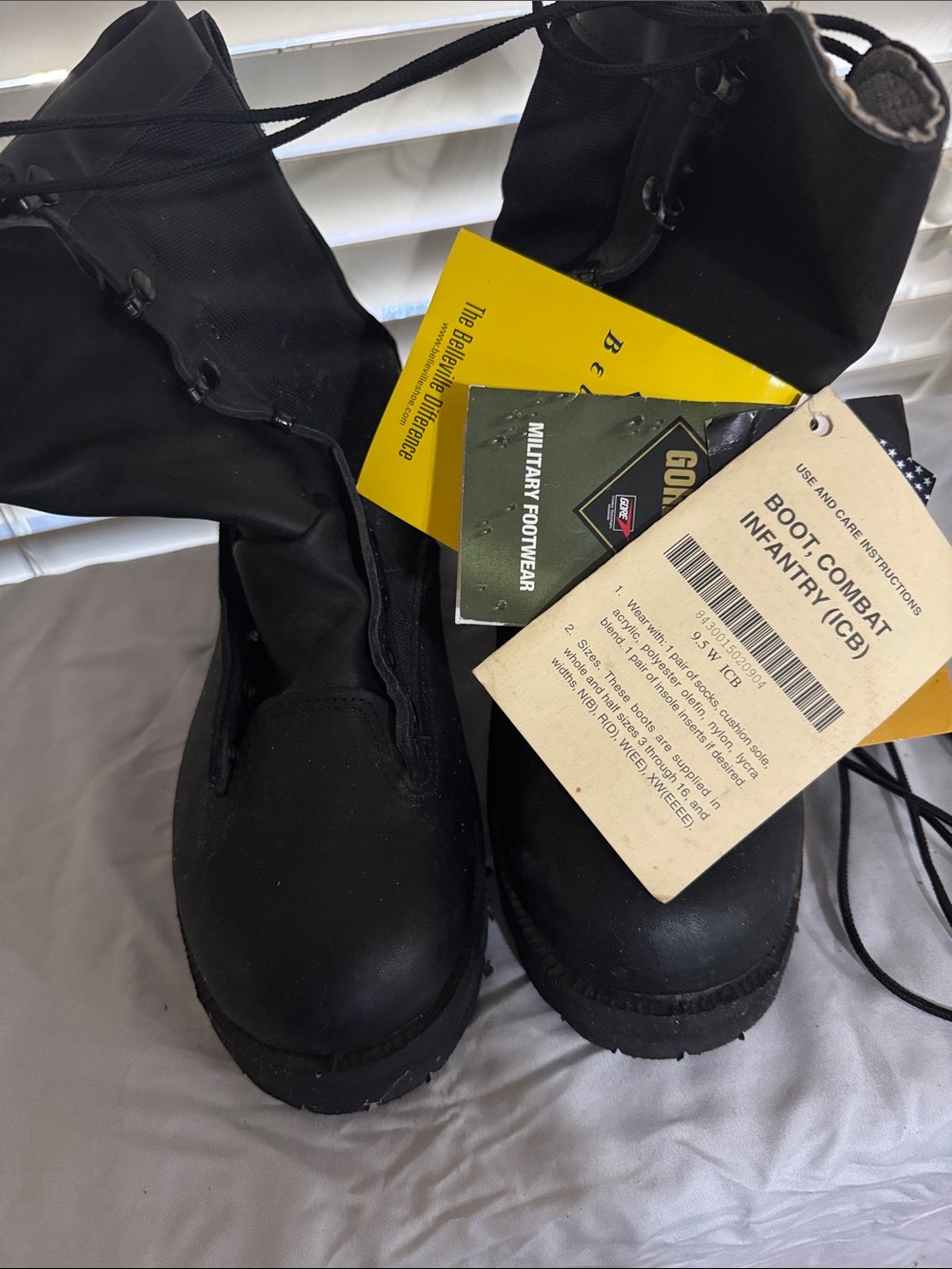 Vibram Black Combat Infantry Boots with Yellow Logo Tag